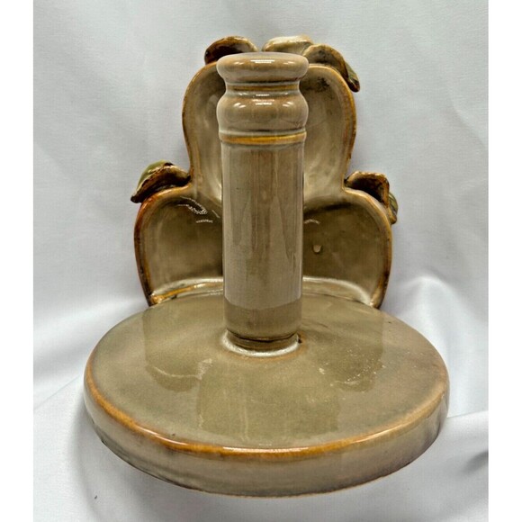 VTG Glazed Ceramic Standing Paper Towel Holder~ Red Apples~ Country Farm Counter - Picture 4 of 9